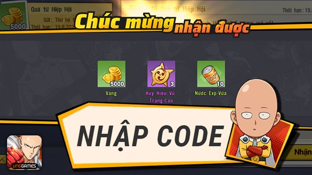 Cách nhập code One Punch Man The Strongest VNG tháng 08/2024 mới nhất